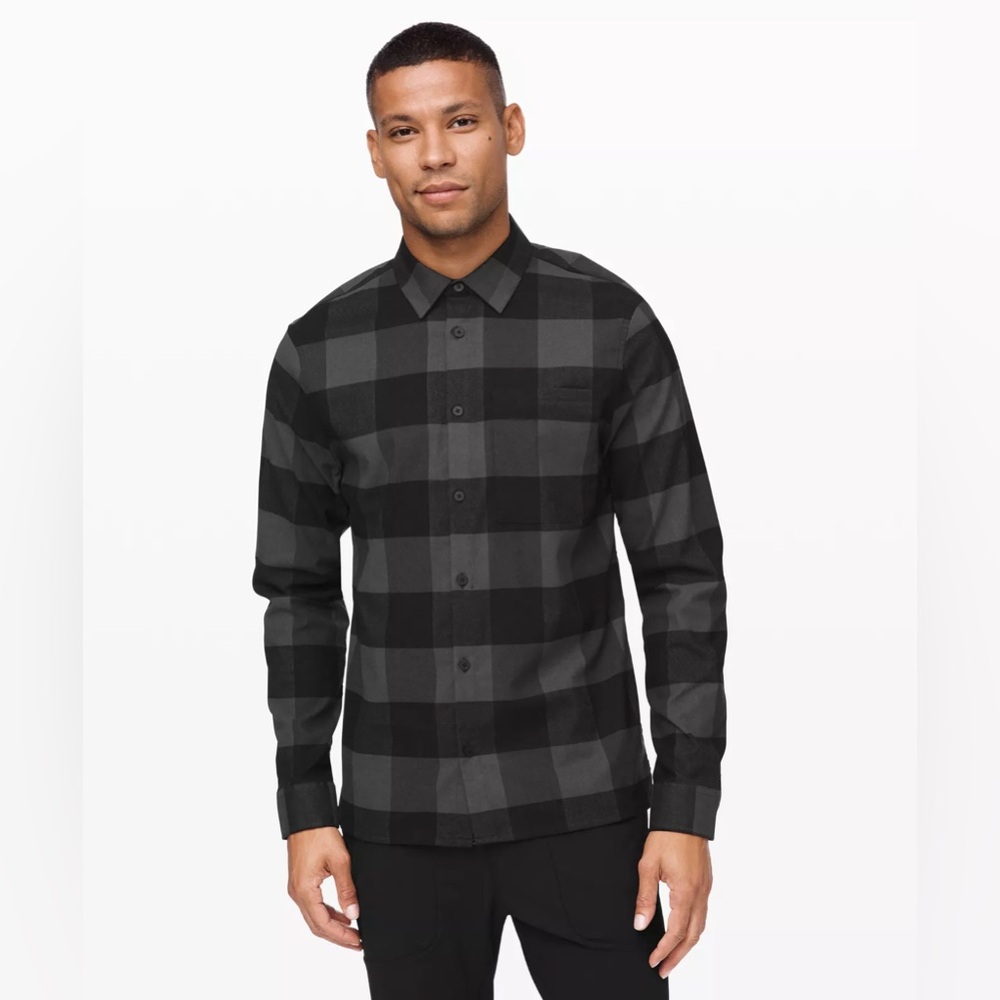 lululemon athletica Black Plaid Casual Button Down Shirt